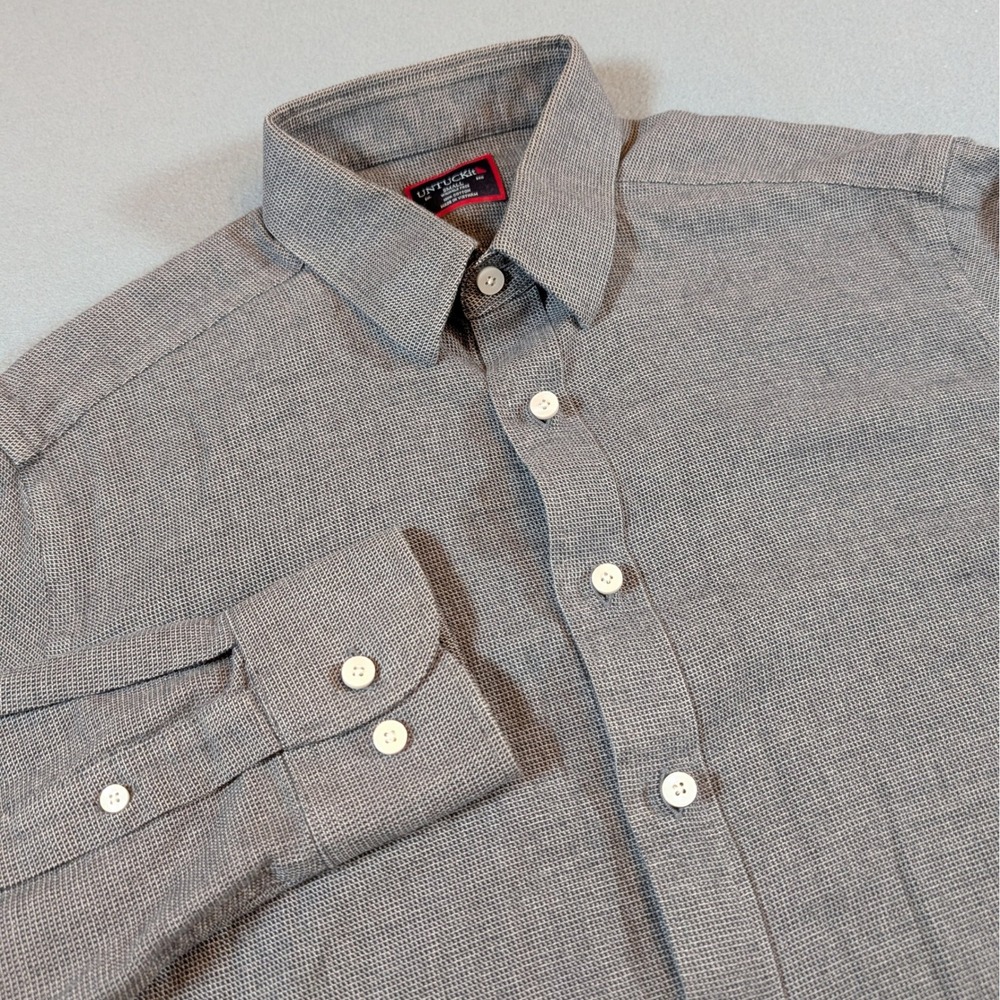 UNTUCKit‎ Men Wrinkle Free Small Button Down Shirt Gray Pattern